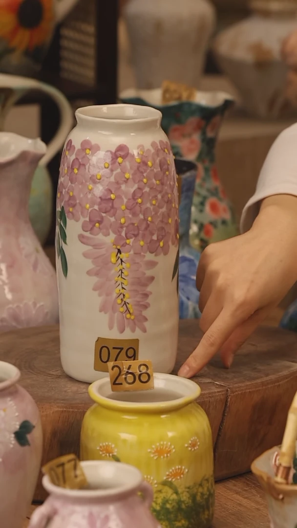 陶瓷景德镇设计师手作花器摆件侘寂风@M079@