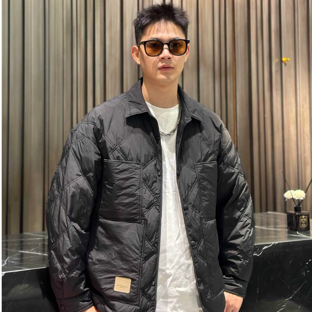 特清-90白鸭绒轻薄款羽绒服男士2025新款秋冬季菱形格衬衫X8606