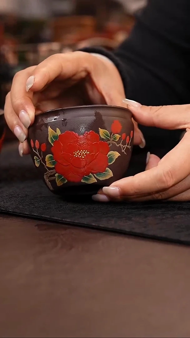 茶杯紫砂紫罗兰主人杯