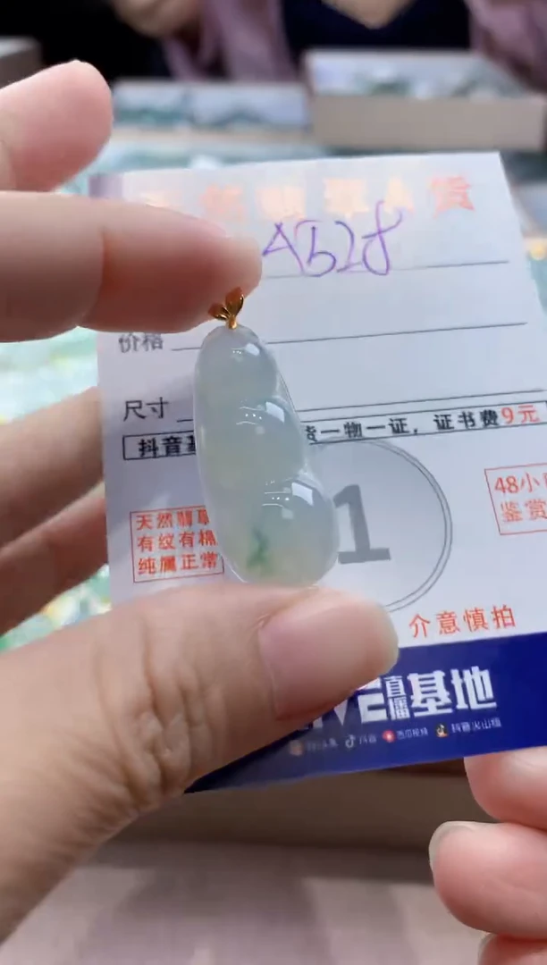颈饰18K金镶嵌翡翠天然缅甸a货翡翠