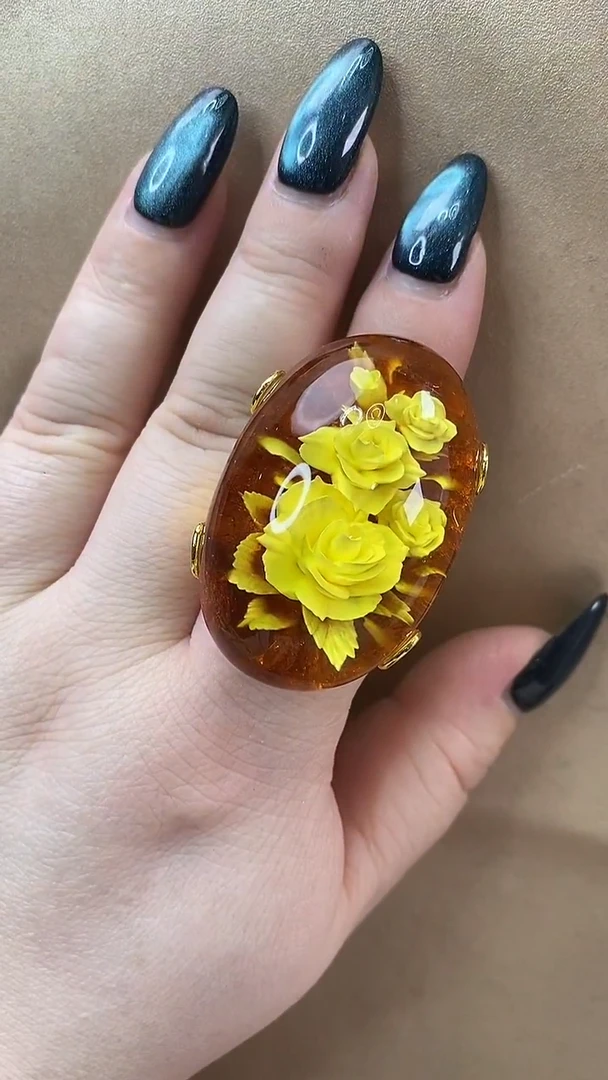 琥珀颈饰未镶嵌jz戒指