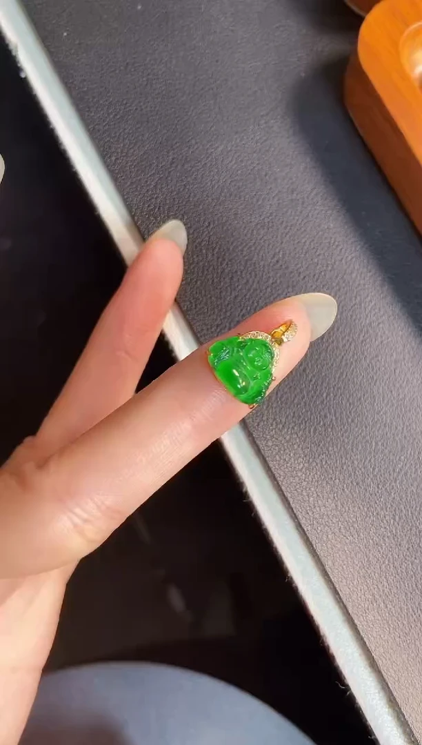吊坠(不含链)银S925镶嵌翡翠天然A货翡翠