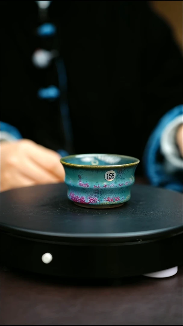 158#原矿钧瓷炉钧釉竹节杯
