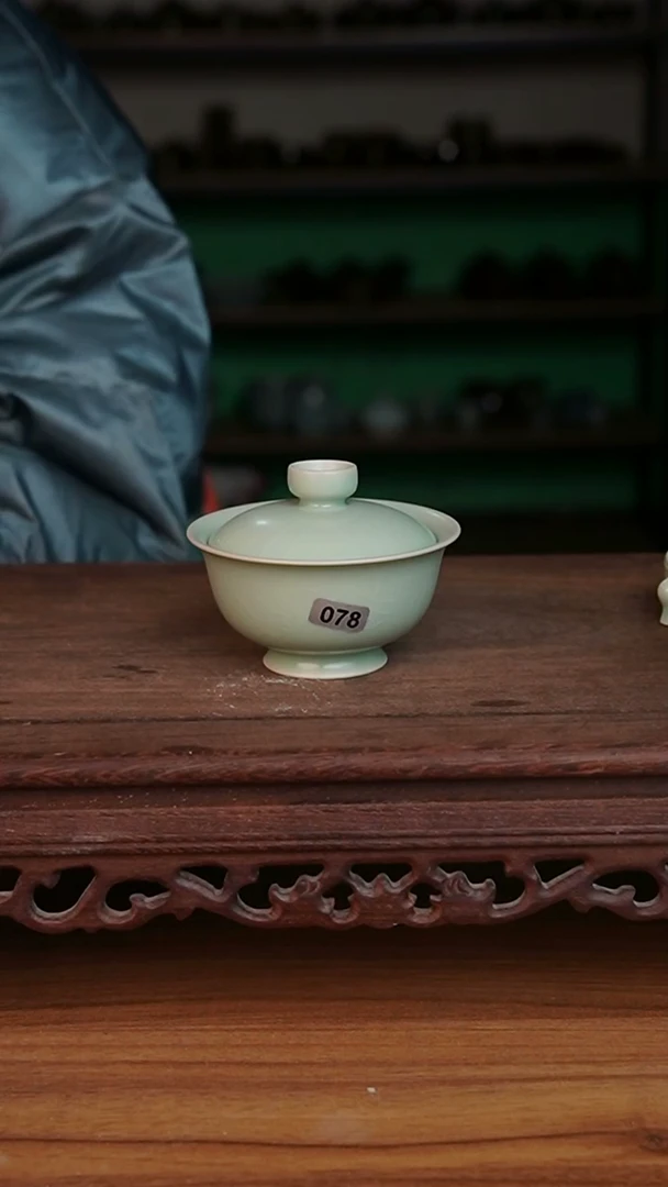 杯078号微天青小乔两才盖碗微微不完美