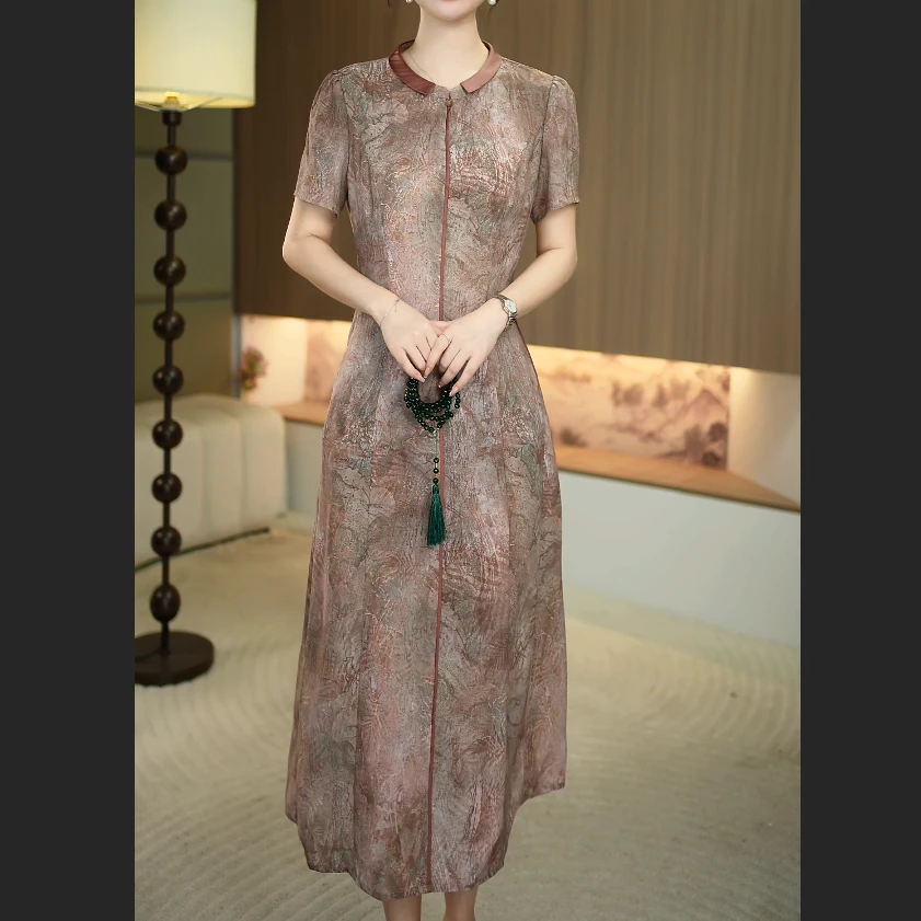 [暖晴川]春夏季新款气质修身显瘦新中式减龄改良旗袍中长款连衣裙