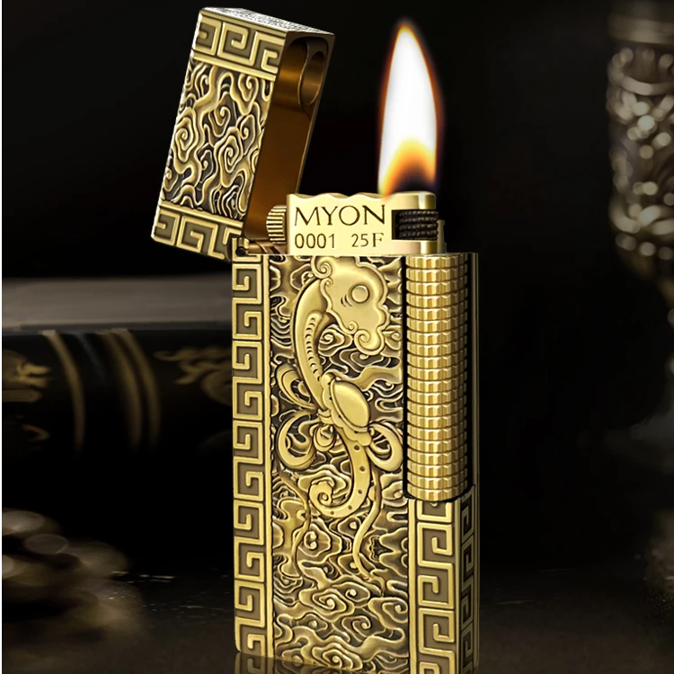 【精品】MYON勉牌M3待机王如意六面大师浮雕原铜色工艺打火机
