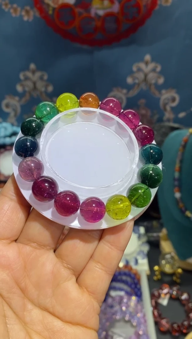 未镶嵌手链碧玺老矿色标碧玺