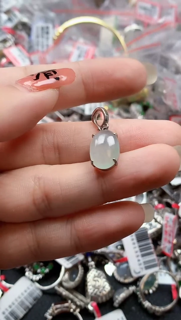 银S925镶嵌戒指翡翠天然A货缅甸翡翠