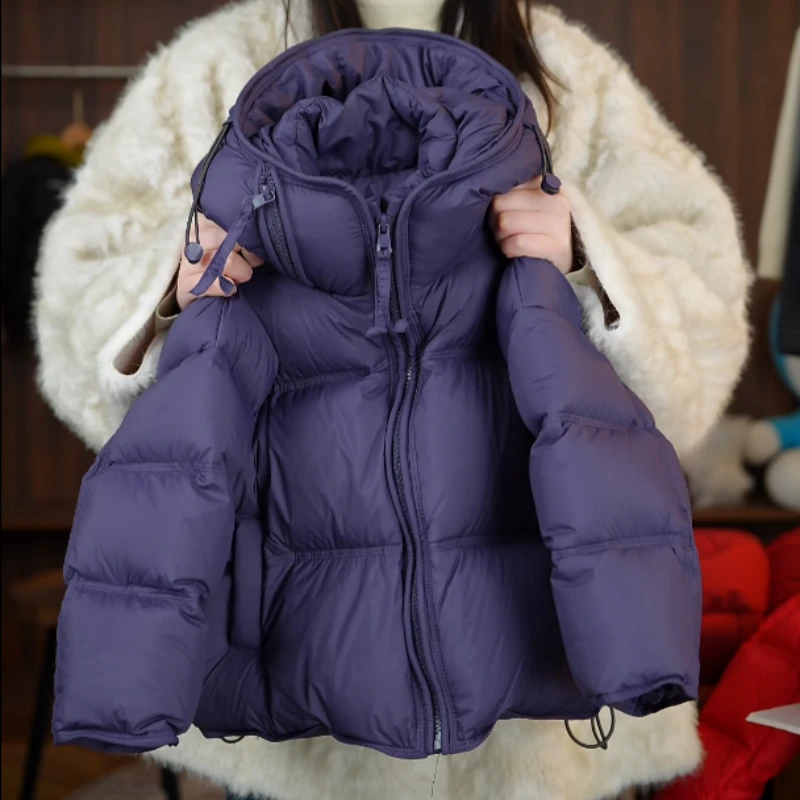 【wanwan】2025款儿童韩版时尚双倍充绒加厚连帽白鸭绒羽绒服