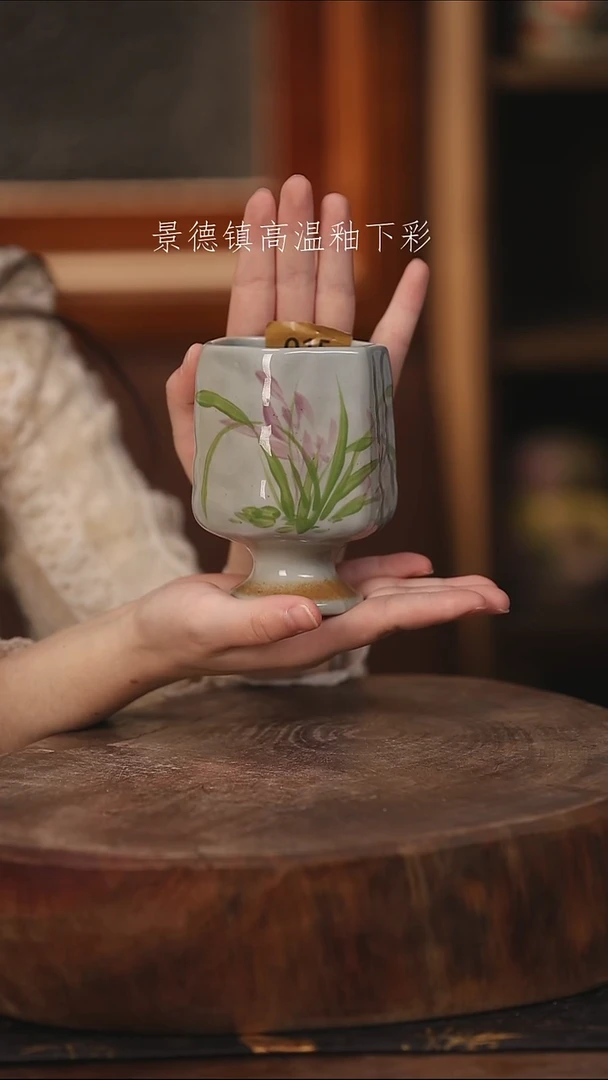 陶瓷景德镇高温釉下手绘陶瓷@L015@