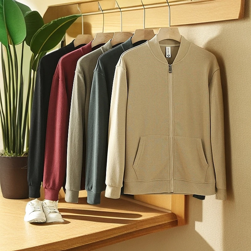 男士卫衣2025年春季新款上衣长袖百搭外套棒球领开衫运动休闲夹克