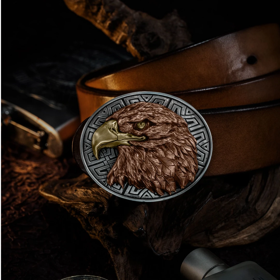 雄鹰皮带扣 铜材质 金色休闲真皮腰带扣皮带头高档复古实心时尚
