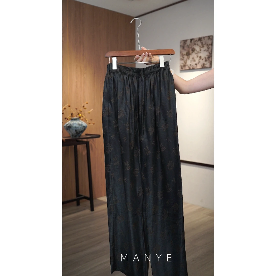 香云纱竹叶提花百搭裤4247