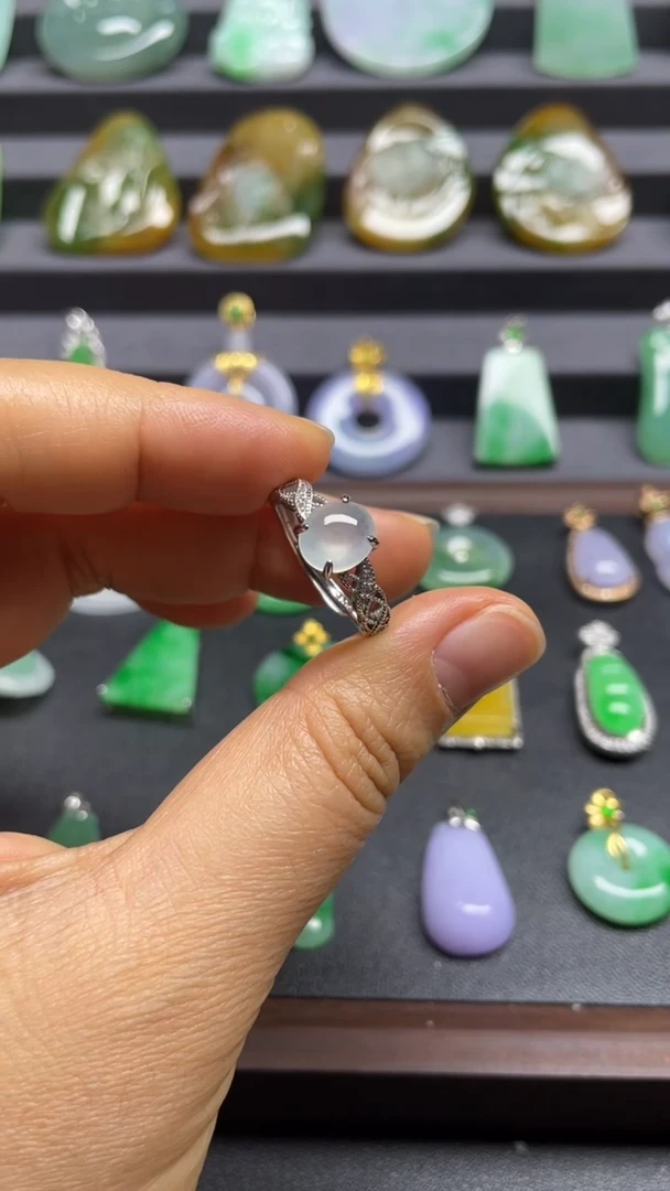 银S925镶嵌戒指翡翠戒指