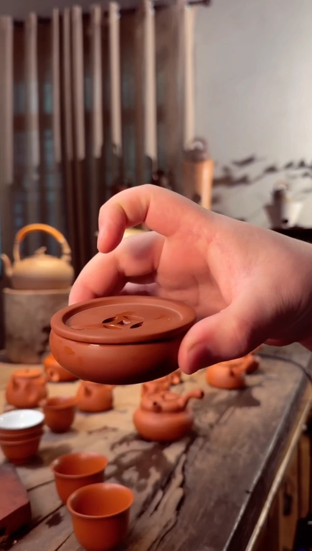 【闪购商品】壶潮州朱泥迷你盖置壶承7cm