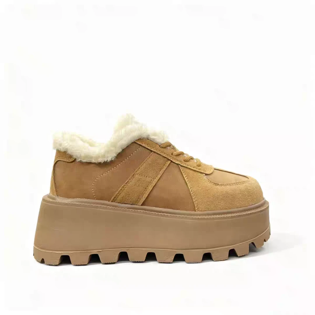 复古德训鞋女2025年冬季新款百搭板鞋厚底秀气休闲棉鞋  A-6