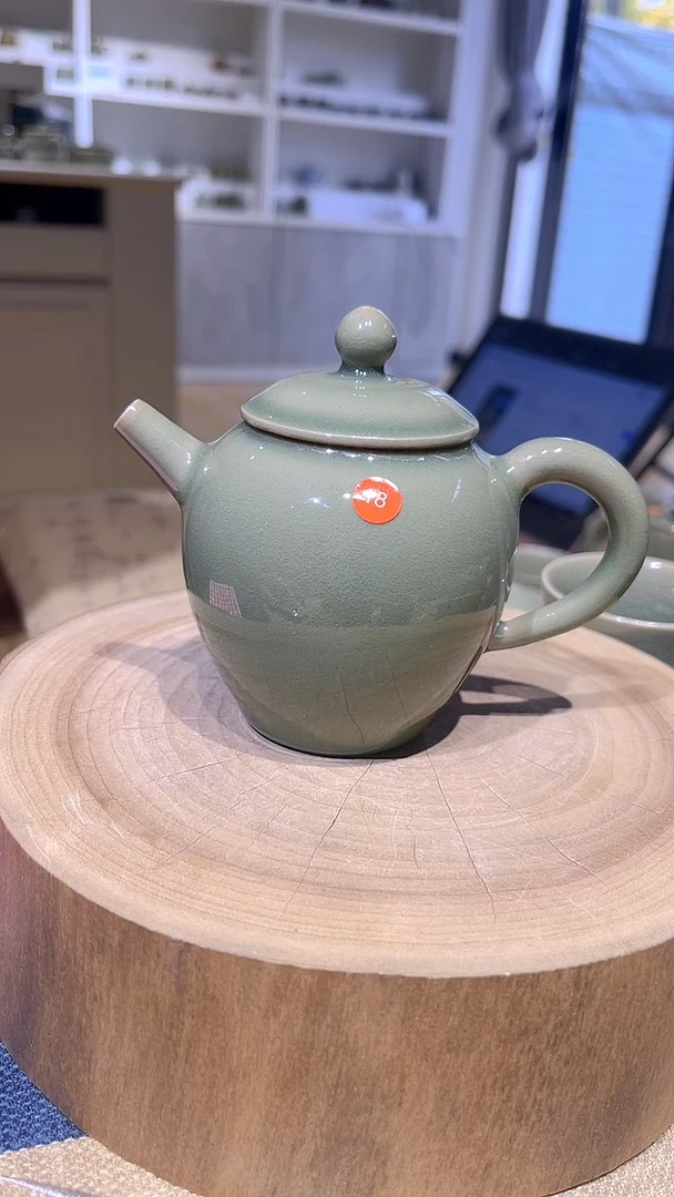 摆件陶原生态原矿葱绿3.0版本汲直壶