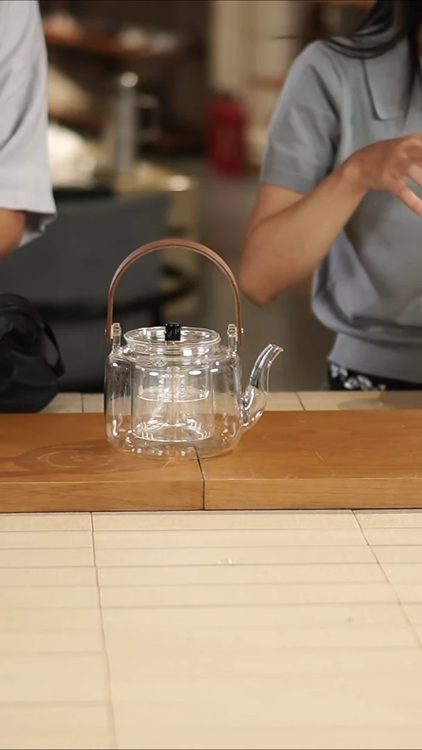 1L提梁煮茶壶（含茶漏）-原色竹把手