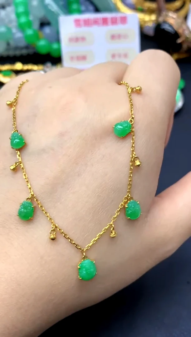 18K金镶嵌手链翡翠288-中国好珍宝