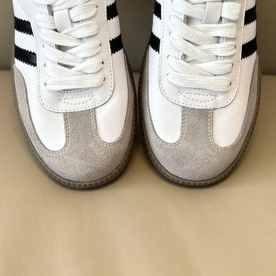 头层牛皮德训鞋女款透气平底真皮小白鞋经典百搭休闲网红板鞋子