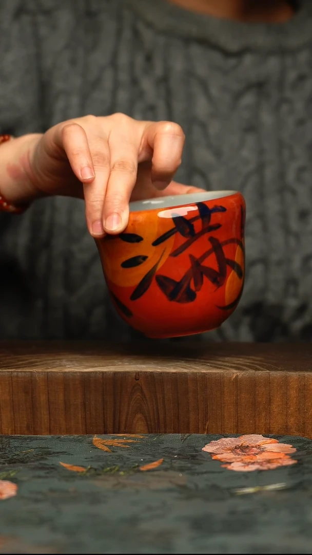 杯釉下彩手工手绘同款陶器