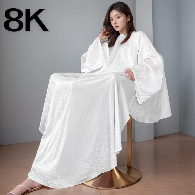 剪发带袖子定制logo美发店发型师剪头发冰丝发廊高级剪发围布