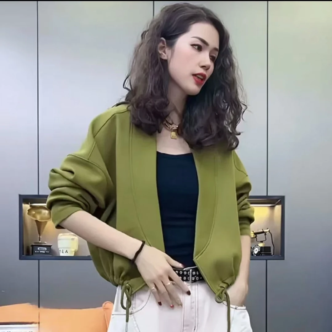 9966春季新款外套无扣开衫显瘦气质洋气短款休闲百搭宽松时尚上衣