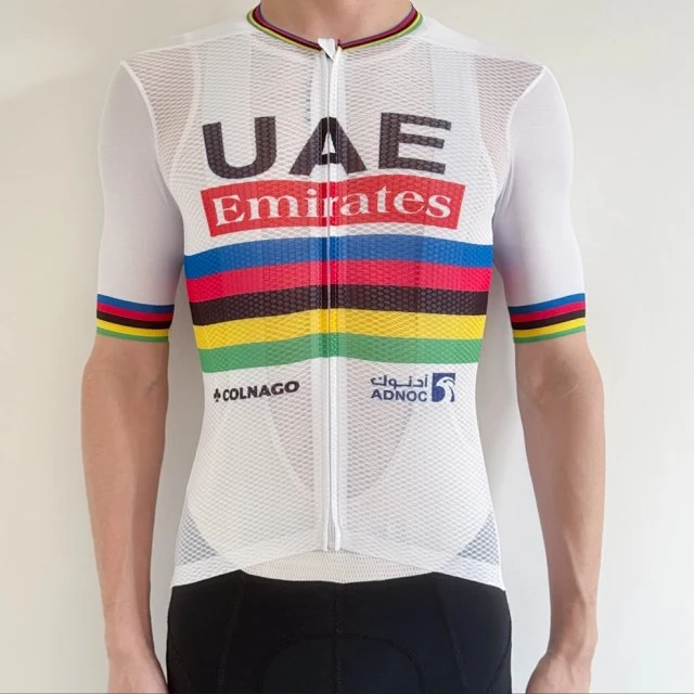 KBEB 世锦赛UAE波加查彩虹衫骑行服上衣(网眼材质略透，介意慎拍）