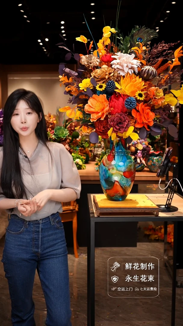 手工艺品琉璃手工花器花束空运包邮送货上门-以图片为准