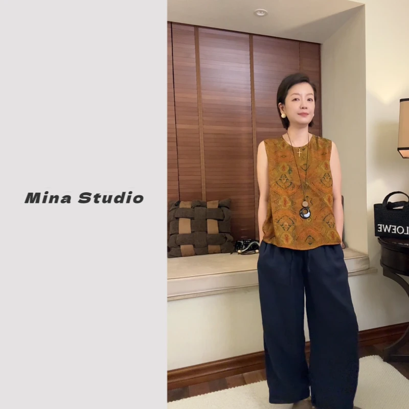 【橙光橘云】  Mina2025夏季新款  新中式简约百搭提花无袖背心马甲