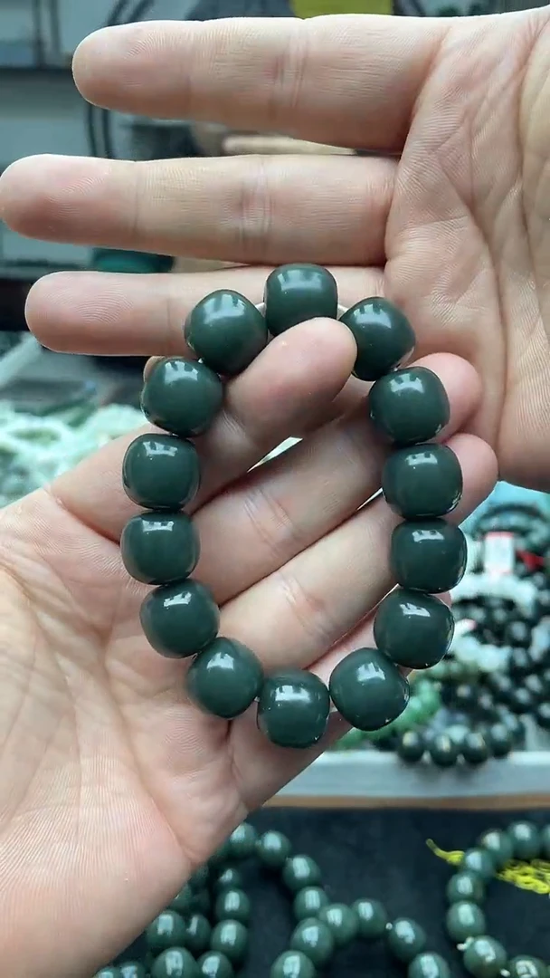 未镶嵌手串和田玉纯天然新疆且末冰底瓷蓝16