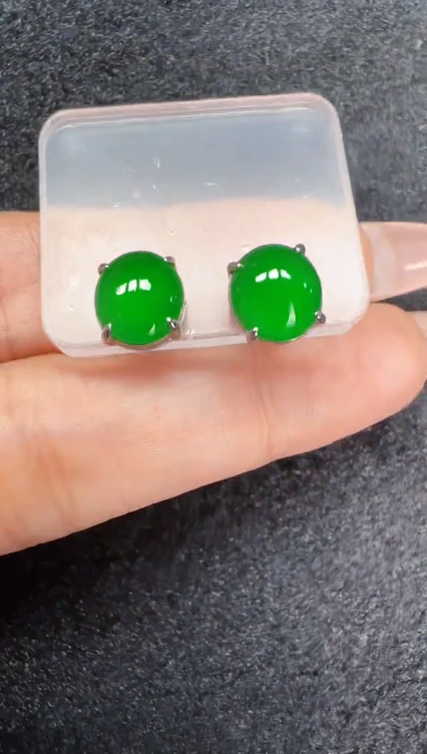 未镶嵌定制翡翠翡翠耳环37