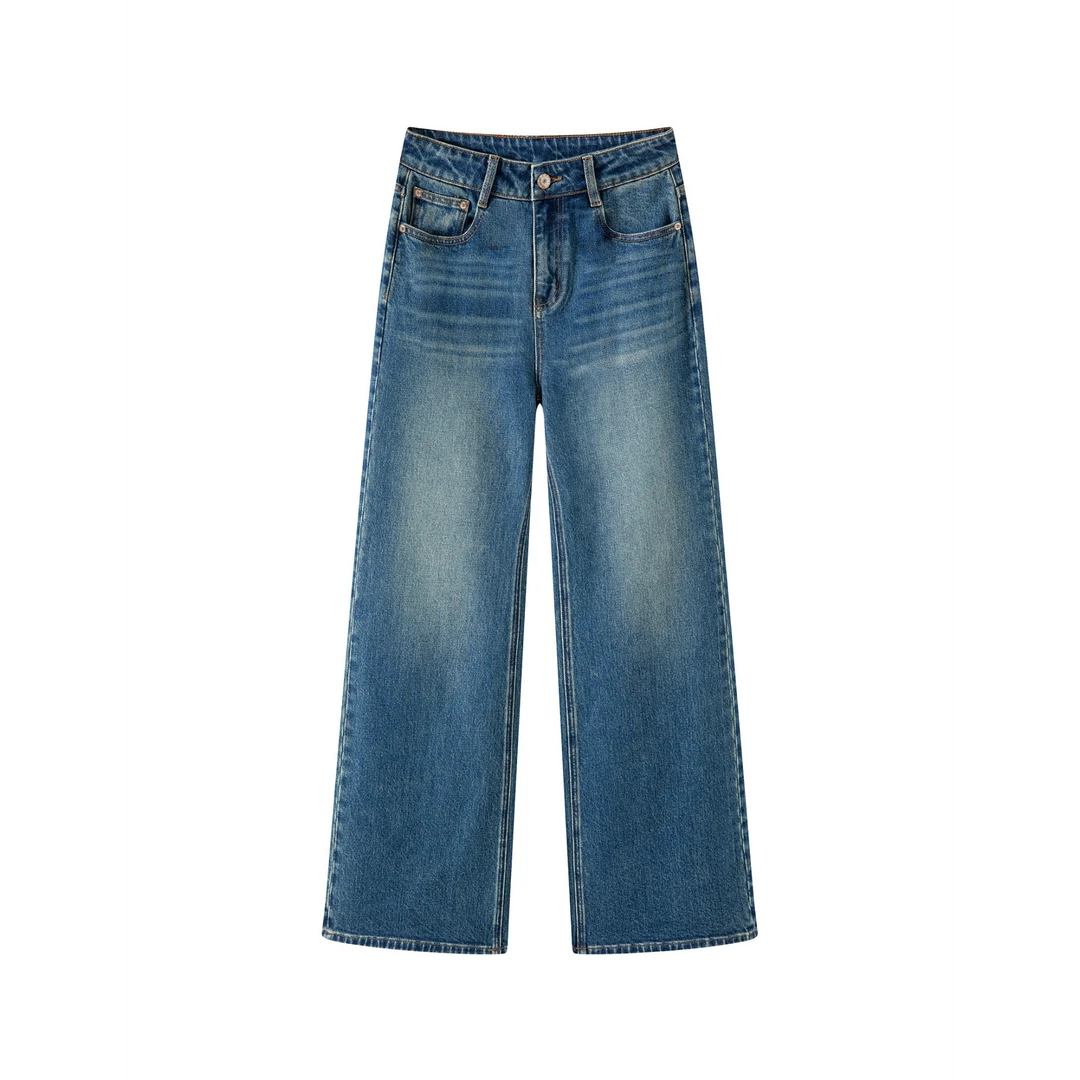 2025夏季新款牛仔裤直筒复古蓝色设计师款修身显瘦牛仔裤女