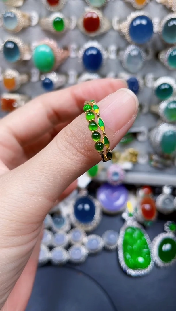 银S925镶嵌戒指翡翠327