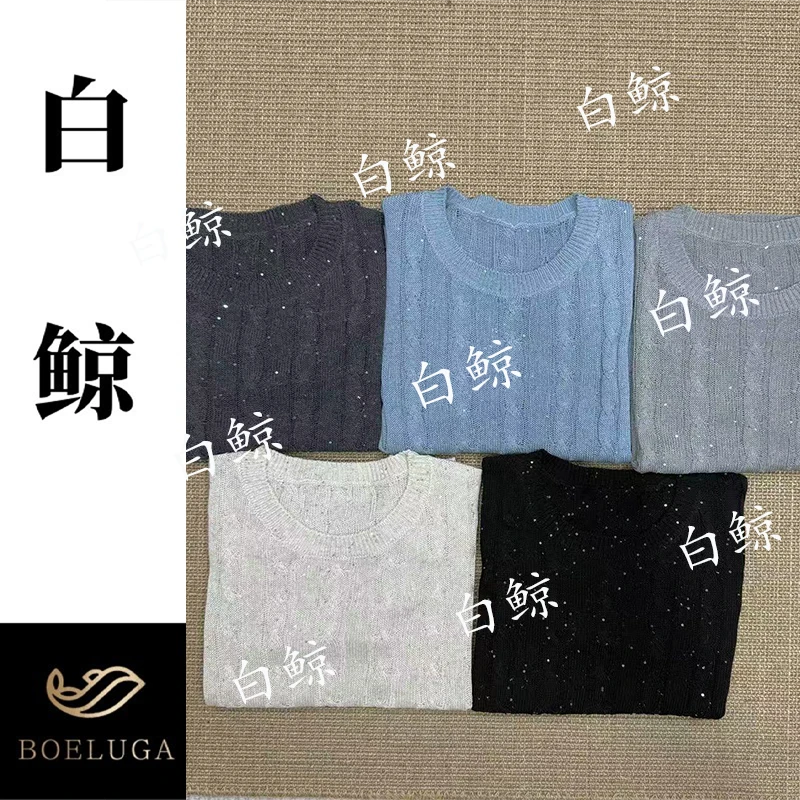 【白鲸】2025年夏季新款天丝亚麻圆领针织短袖女宽松显瘦2591（2）