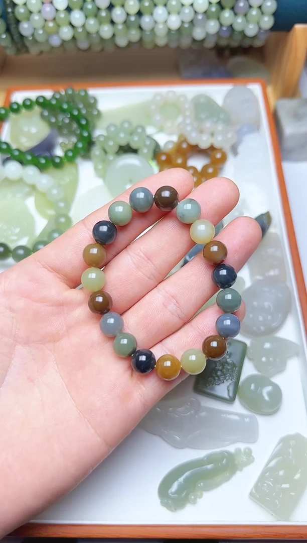 未镶嵌和田玉珠宝半成品花*锦手串