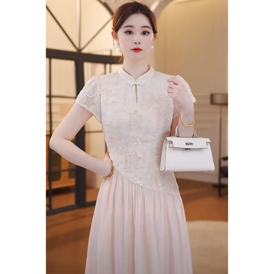 梦岛星河    新中式国风原创设计款小众轻奢高腰显瘦连衣裙子女装