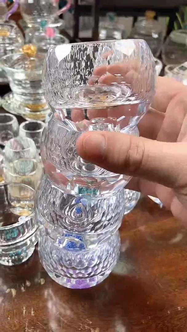 【闪购商品】玺宴新款水晶罗汉杯紫罗兰绿松石金箔蓝钻