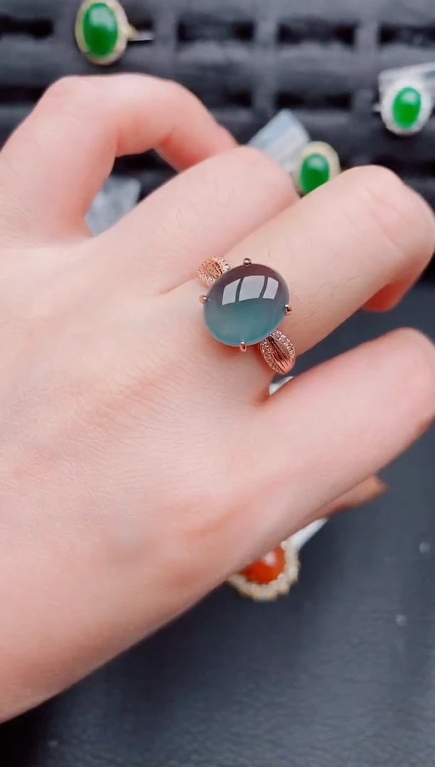 【闪购商品】翡翠戒指银S925镶嵌天然a货翡翠625