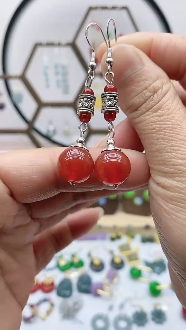 未镶嵌南红玛瑙耳饰100