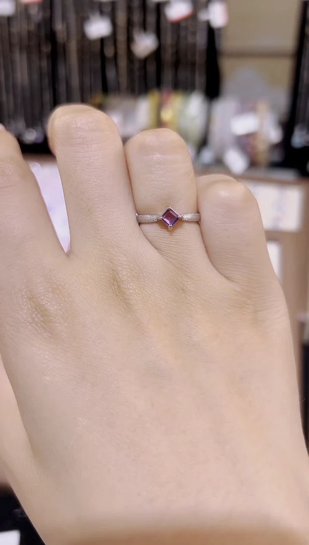 紫晶戒指银S925镶嵌紫水晶戒指