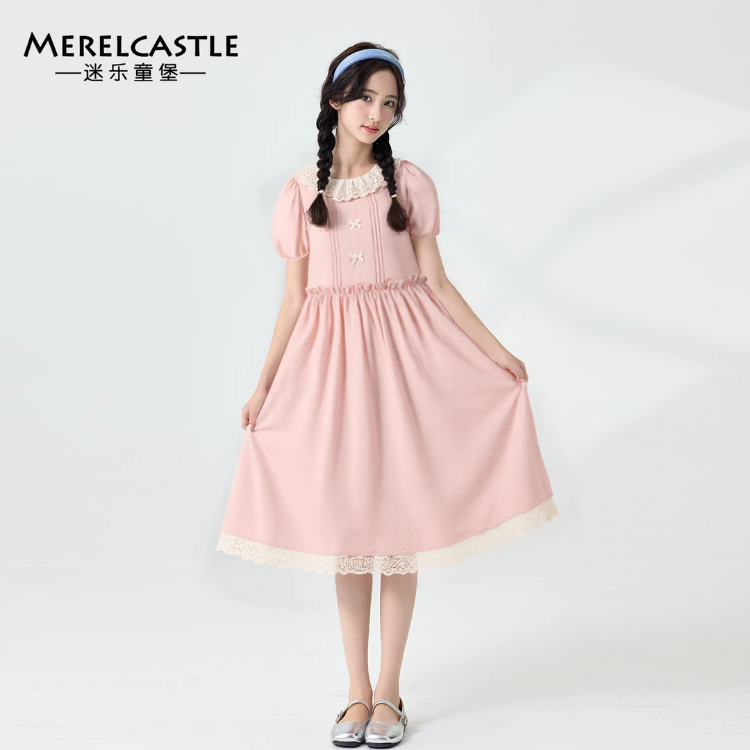 C5154女童连衣裙夏季2025新款初中生女孩超好看裙子大童甜美休闲