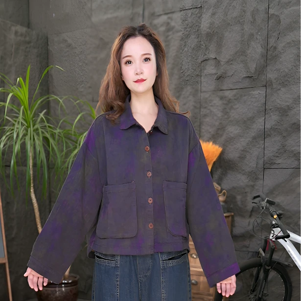 翻领直下摆女休闲风常规款短外套洋气复古秋季百搭