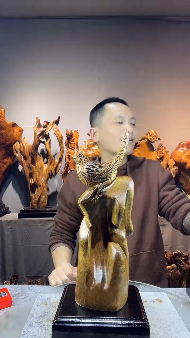 金丝楠龙**人小叶桢楠随行摆件12