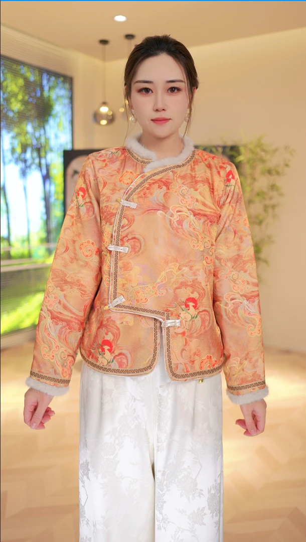 5063《遇仙亭》常熟秋冬新款新中式国风加厚锁温保暖绣花冬季外套