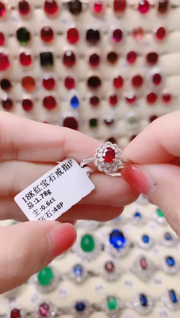 18K金镶嵌18K金戒指红宝石1