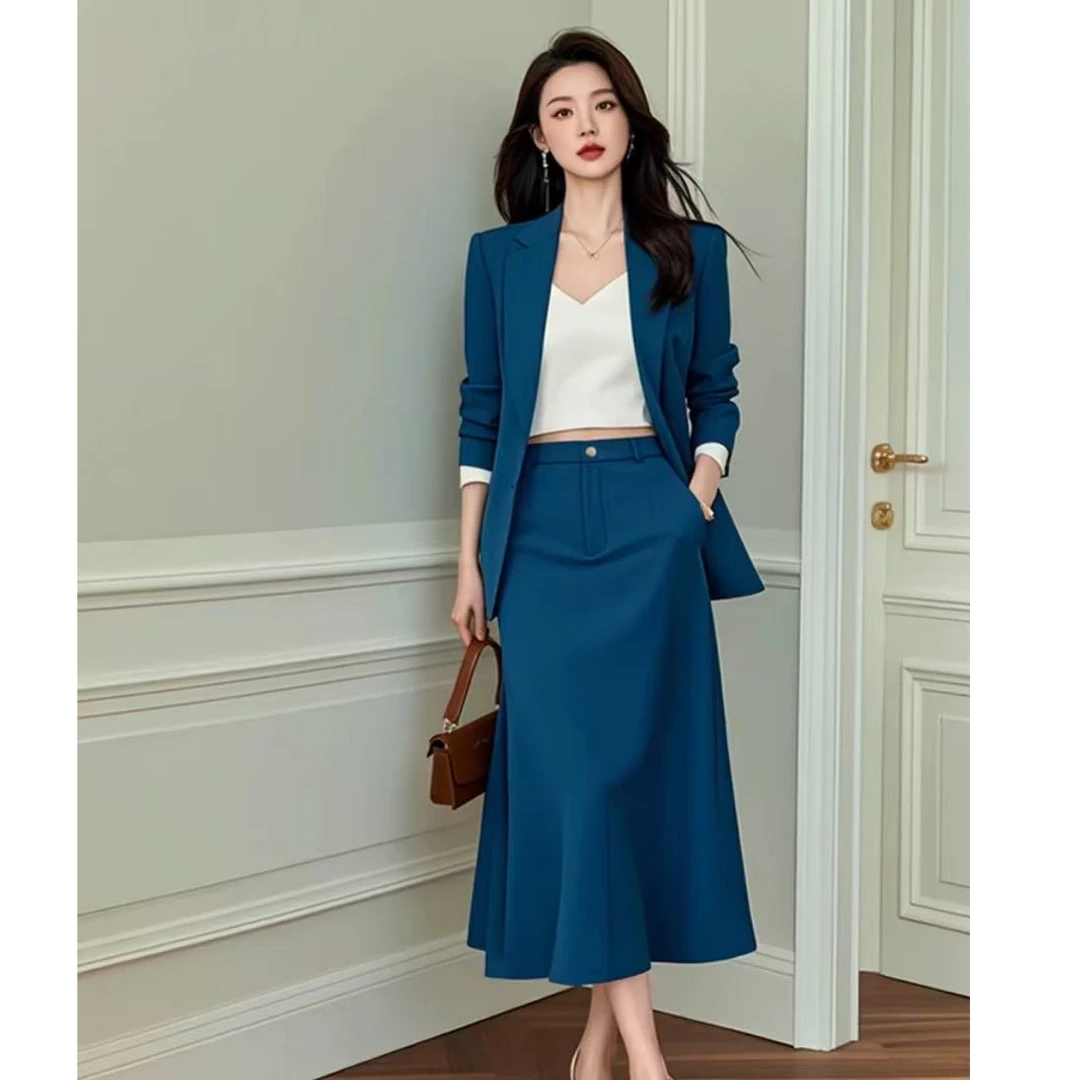2025春装新款女装时尚西装套装裙子职场穿搭显瘦气质小香风三件套