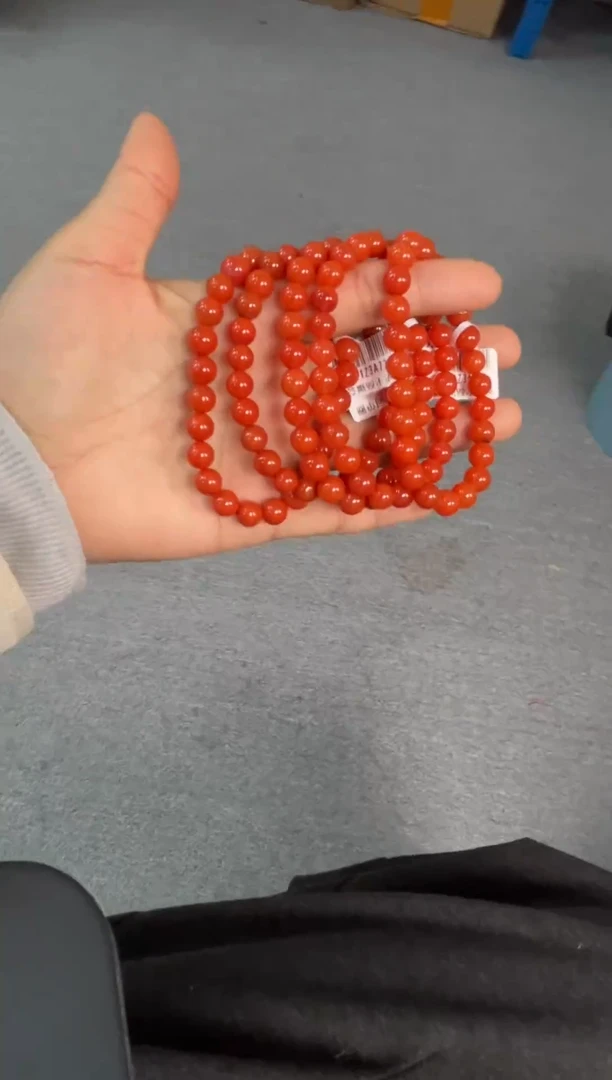 未镶嵌手串南红玛瑙无***獾原矿无优化南红冷水河6-7mm多圈手串