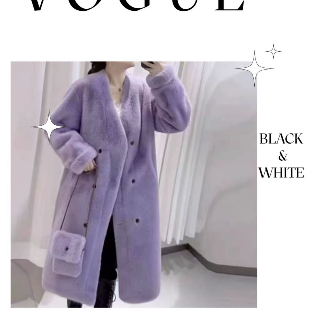 8826双排扣休闲毛毛外套on退on换～（无售后）