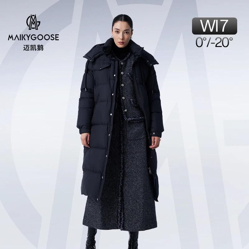 【羽物夫妇】迈凯鹅加长款95%白鹅绒羽绒服女款冬季女KE248509W7